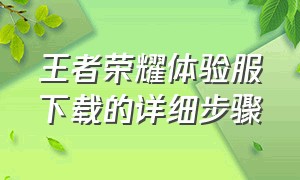 王者荣耀体验服下载的详细步骤