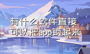 有什么软件直接可以把app锁起来