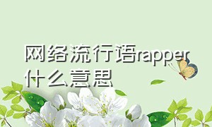 网络流行语rapper什么意思