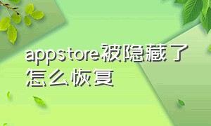 appstore被隐藏了怎么恢复