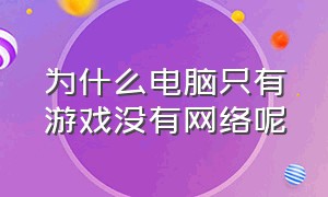 为什么电脑只有游戏没有网络呢