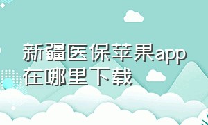 新疆医保苹果app在哪里下载