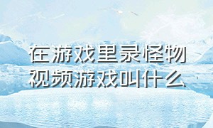 在游戏里录怪物视频游戏叫什么