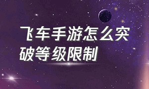 飞车手游怎么突破等级限制