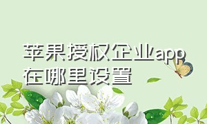 苹果授权企业app在哪里设置