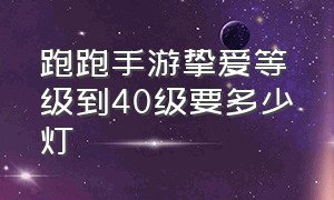 跑跑手游挚爱等级到40级要多少灯