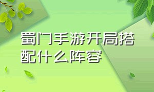 蜀门手游开局搭配什么阵容