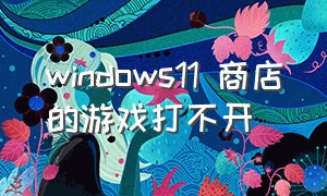 windows11 商店的游戏打不开