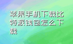 苹果手机下载比特派钱包怎么下载