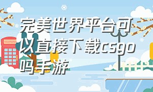 完美世界平台可以直接下载csgo吗手游