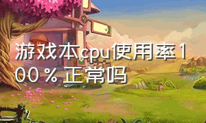 游戏本cpu使用率100%正常吗