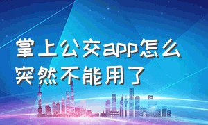 掌上公交app怎么突然不能用了