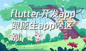 flutter开发app跟原生app啥区别