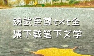 魂武至尊txt全集下载笔下文学