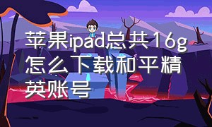 苹果ipad总共16g怎么下载和平精英账号