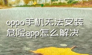 oppo手机无法安装危险app怎么解决