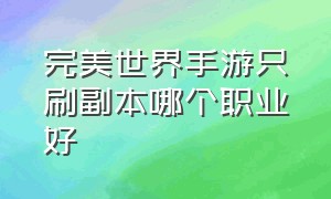 完美世界手游只刷副本哪个职业好