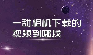 一甜相机下载的视频到哪找