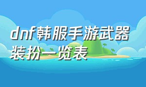 dnf韩服手游武器装扮一览表