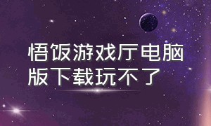 悟饭游戏厅电脑版下载玩不了