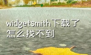 widgetsmith下载了怎么找不到