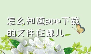 怎么知道app下载的文件在哪儿