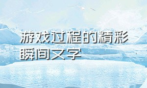 游戏过程的精彩瞬间文字