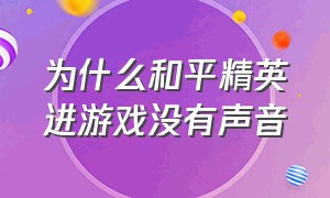 为什么和平精英进游戏没有声音