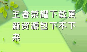 王者荣耀下载更新资源包下不下来