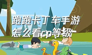 跑跑卡丁车手游怎么看cp等级