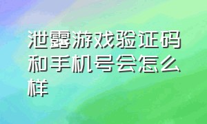 泄露游戏验证码和手机号会怎么样