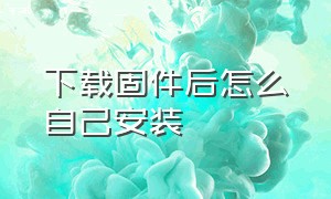 下载固件后怎么自己安装