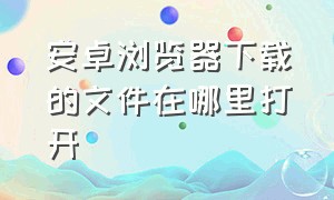 安卓浏览器下载的文件在哪里打开