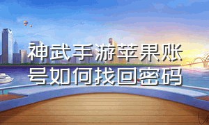 神武手游苹果账号如何找回密码