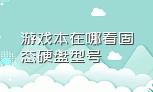 游戏本在哪看固态硬盘型号