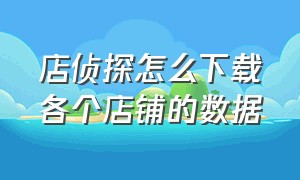 店侦探怎么下载各个店铺的数据