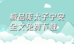 极品废太子宁安全文免费下载