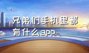 兄弟们手机里都有什么app