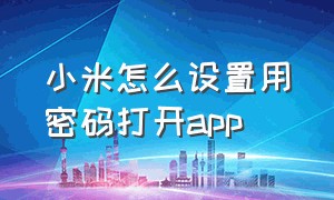 小米怎么设置用密码打开app