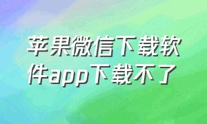 苹果微信下载软件app下载不了