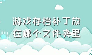 游戏存档补丁放在哪个文件夹里