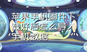 苹果手机固件下载好后怎么导入手机数据