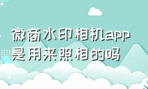 微商水印相机app是用来照相的吗