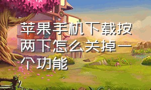 苹果手机下载按两下怎么关掉一个功能