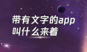 带有文字的app叫什么来着