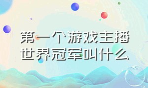 第一个游戏主播世界冠军叫什么