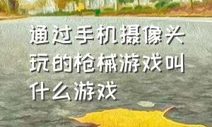 通过手机摄像头玩的枪械游戏叫什么游戏