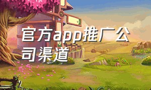 官方app推广公司渠道