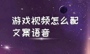 游戏视频怎么配文案语音