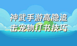 神武手游高隐追击宠物打书技巧